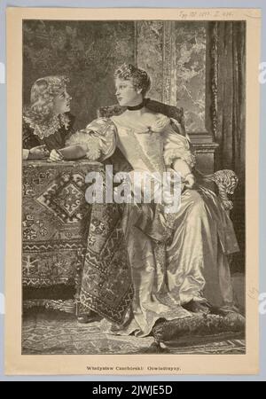 Reproduktion eines Gemäldes: Władysław Czachórski (1850-1911), der Vorschlag ; aus: 'Tygodnik Ilustowany' 1897(I)471. Tygodnik Ilustowany (Warszawa ; czasopismo ; 1859-1939), Herausgeber, Brend`amour, Richard (1831-1915), Holzfäller Stockfoto